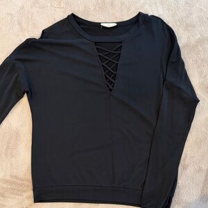Elegant Black Crisscross Long Sleeve Top